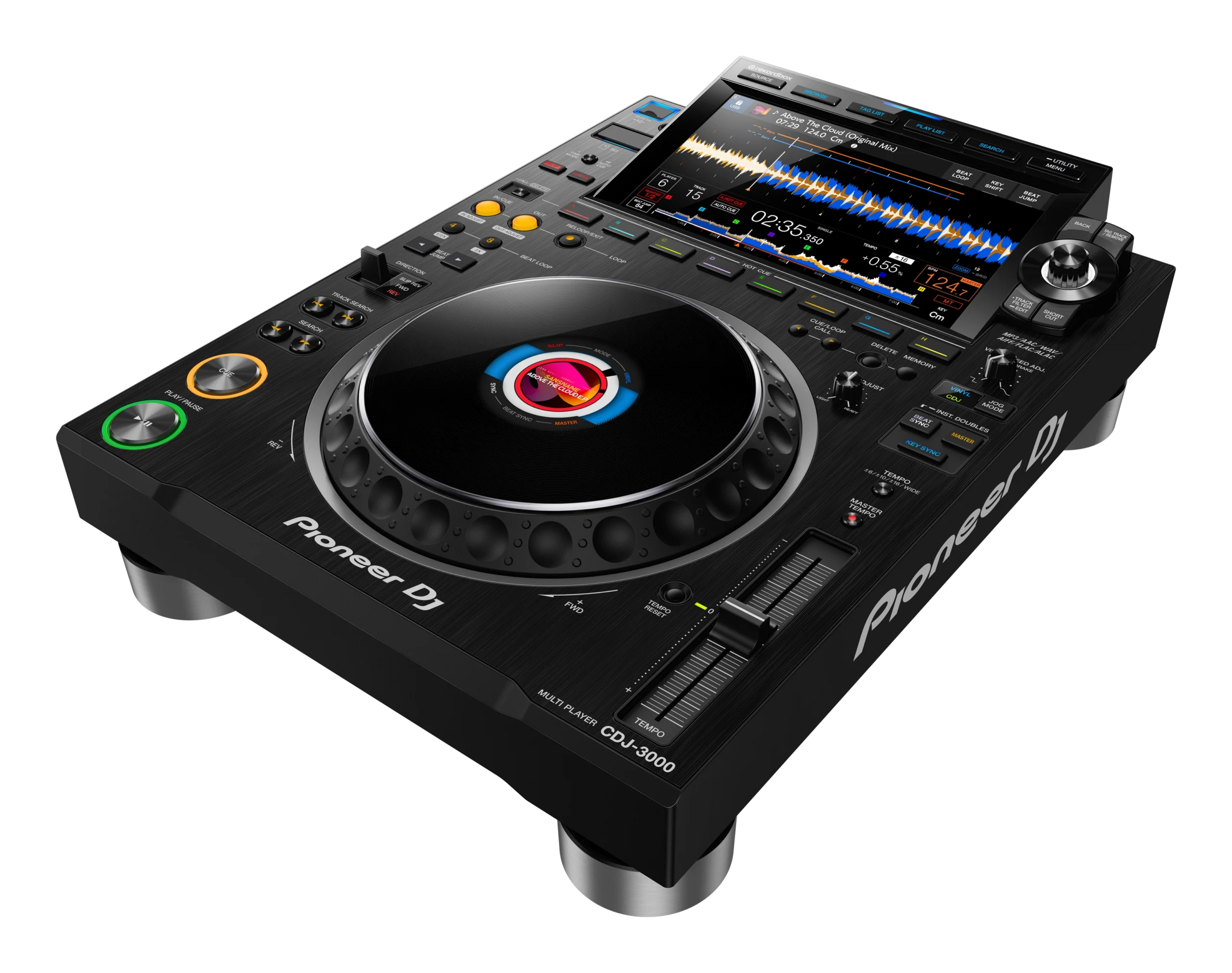 Player Pioneer DJ CDJ-3000 văzut din perspectivă